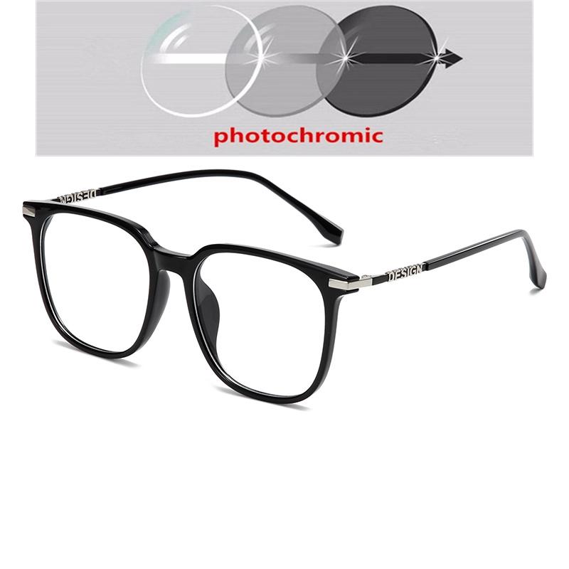 Oversized Tea Frame Square Nearsighted Glasses For Women TR90 Student Light-sensitive Glasses With Diopters 0 -0.5 -0.75 To -6.0