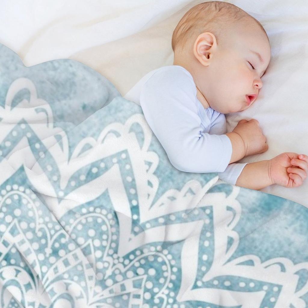 MANDALA SAVANAH HELLBLAU Überwurfdecke warm für den Winter Dünne Bettplaid Luxus Überwurfdecken