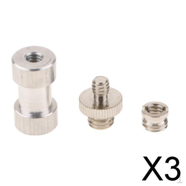 

3x3 in 1 Tripod Screw Converter Adapter Mount 1/4 to 3/8 Stud Bolt Set Kit