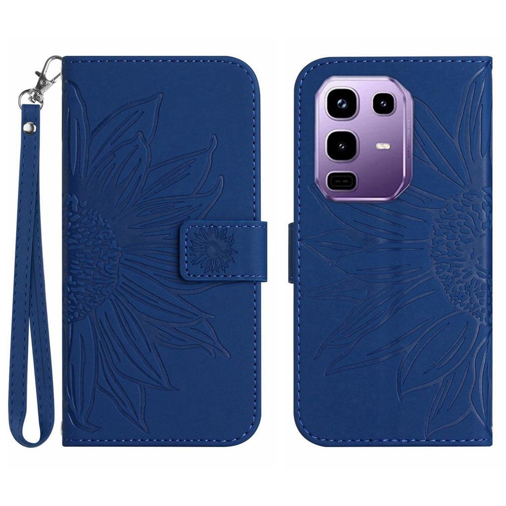 For Infinix Note 50s 5G Case Sunflower Imprint Leather Wallet Phone Cover with Wrist Strap