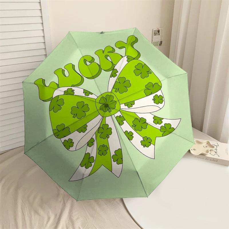 

1PC bow shamrock Automatic Open/Close Umbrella with Windproof, 8-Rib Sturdy Canopy, Durable Ribs, Fashionable Design1286A