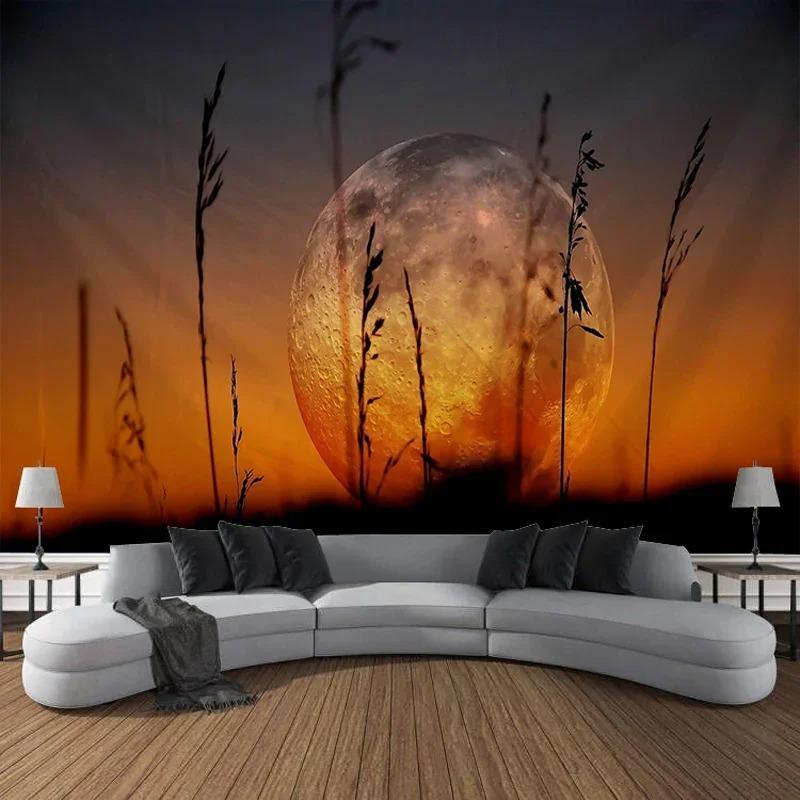 Living room decoration starry sky forest night view moon landscape wall art curtain tapestry home bedroom 74x94cm(29x37in)