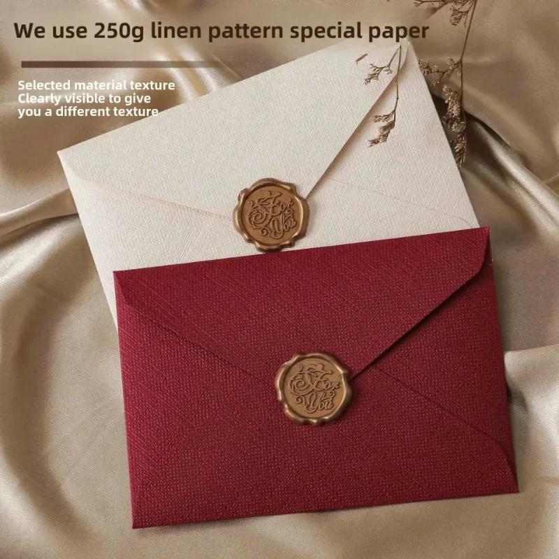10pcs Linen Texture Envelope Western Style Envelope Paper Vintage Wedding Invitation Envelope Birthday Party Invitation New Year