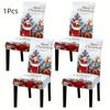 1Pcs Dining Chair Cover Santa Claus Pattern Stretchable Seat Protector For Holiday Party Decoration Holiday Table Setting