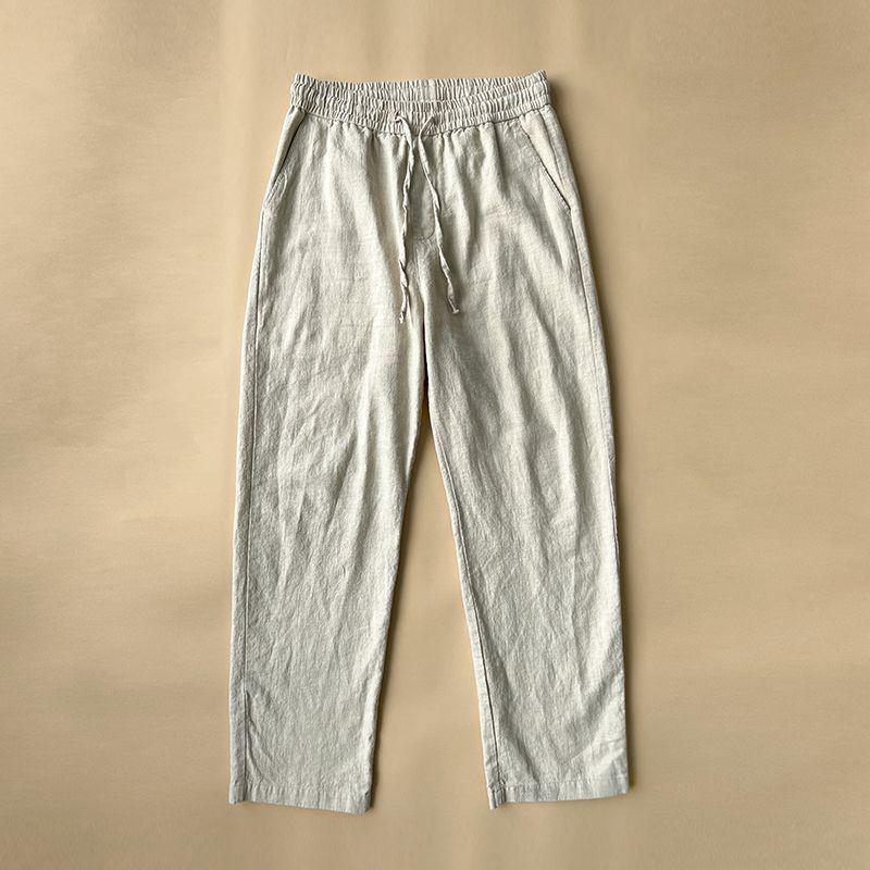 Men's Summer Thin Cotton & Linen Chinese Style Casual White Pants