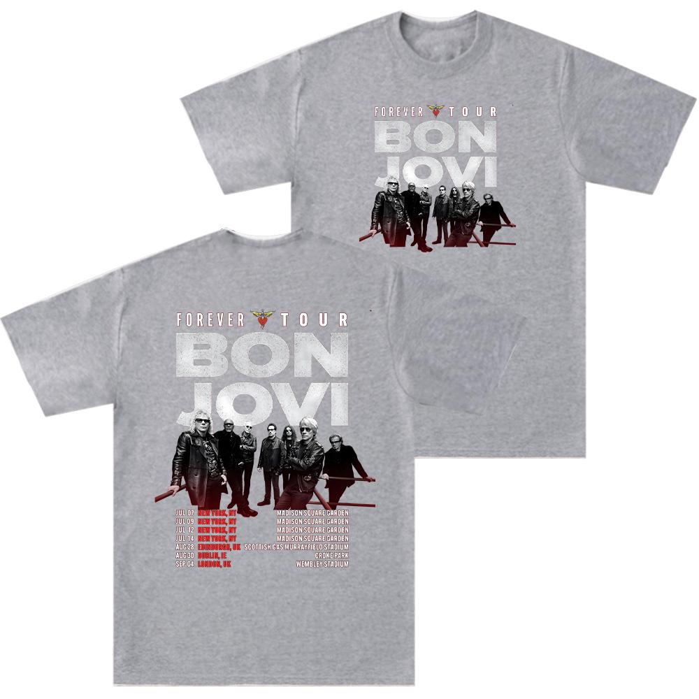 Bon Jovi Forever Tour Tričká Okrúhle Tričko Ženy Muži Bavlna Krátky Rukáv Tričko Nápad na Darček Topy Móda Voľný Streetwear