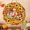 Fall Welcome Sign for Front Door Wooden Pumpkin Sunflower Door Sign Rustic Thanksgiving Farmhouse Hanging Plaque for Outdoor Porch Wall Autumn Harvest