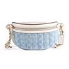 Chain Chambray Floral Quilted Canvas And Leather Shoulder Crossbody Bag Women Bags White Blue C4675-B4SUX