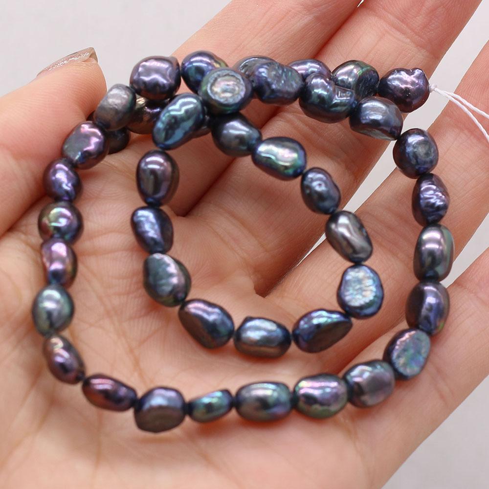 

1String, Black Natural Freshwater Pearls, 7-8mm Straight-hole Nugget Pearl Beads for Jewelry Making DIY Crafts, Birthday Wedding Gifts, 36cm 1String/7-8mm-36cm чёрный