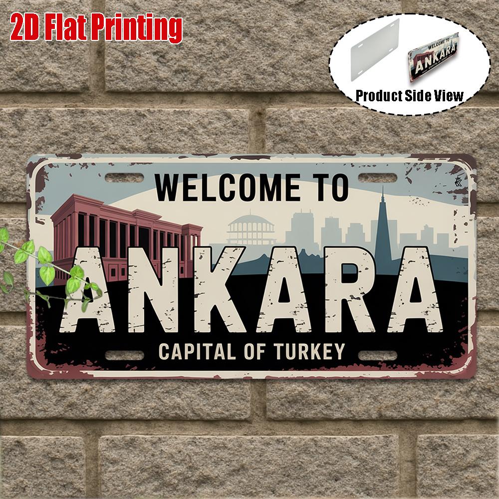 Pc Vintage Metal Sign Yard Signs Wall Art (xcm) Ankara Aluminum Sign Capital of Turkey Retro Travel Decor Cityscape