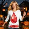 Women's Casual Halloween Print Three Quarter Sleeve Round Neck Top Comfortable Fit Lightweight Fabric Stylish Design
