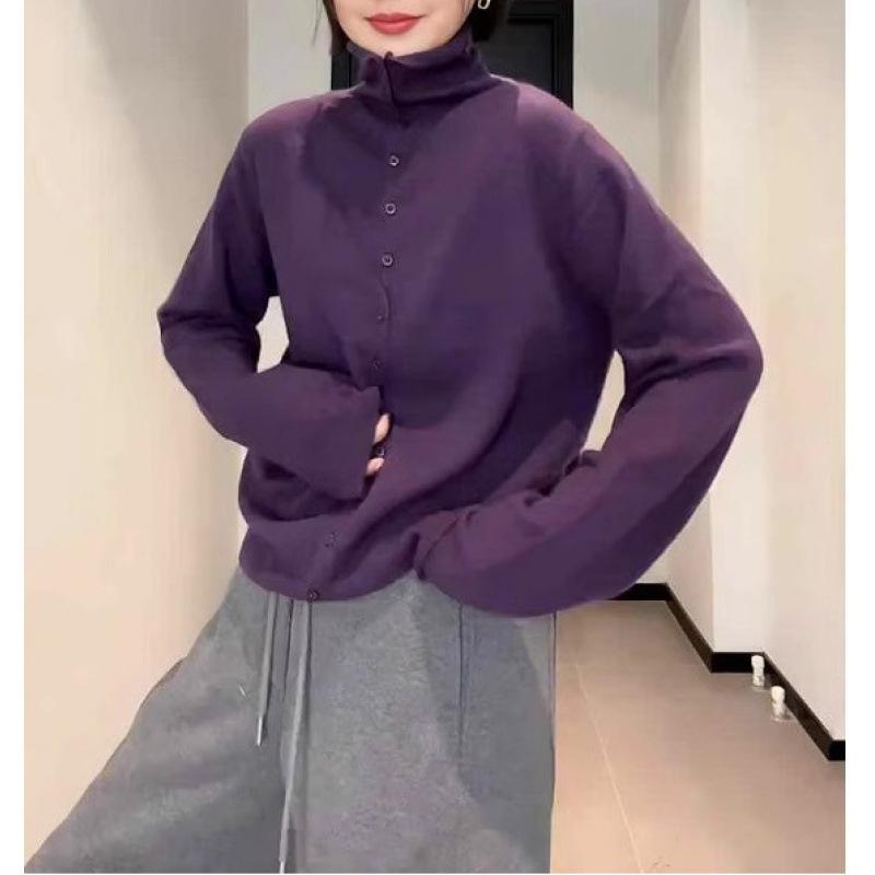 

turtleneck bottoming shirt women s new autumn loose inner knitted sweater cardigan women s knitted sweater good-looking top one size fits all фиолетовый