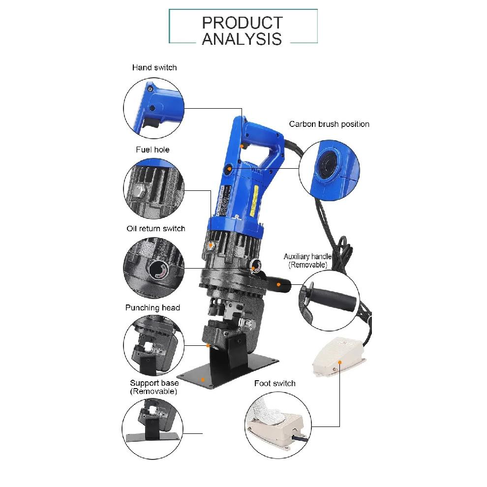Mhp-20 Electric Hydraulic Punching Machine 1200W Throat Depth 50mm Punching Machine Angle Iron Channel Steel Punching Machine
