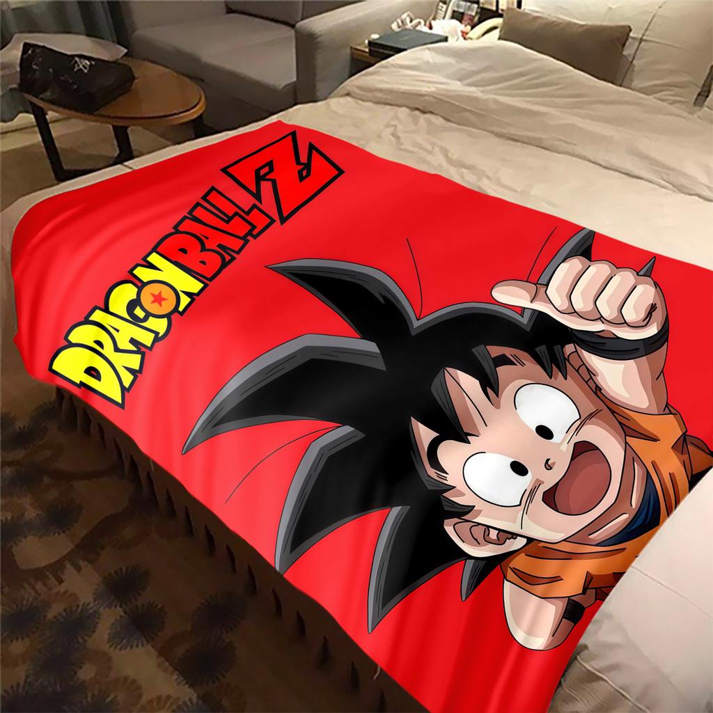 1PC Son Goku Print Flannel Blanket, High quality All Seasons, Home Decor, Warmth and Comfort, Perfect for Christmas Gifts