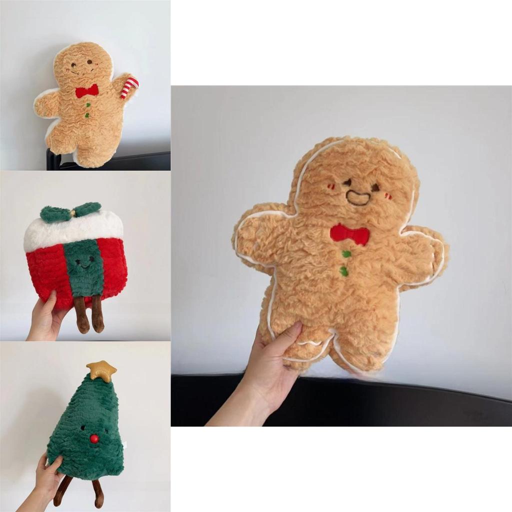 Christmas Plush Pillow With Cartoon Gingerbread Man Design For Holiday Decor And Gifts