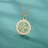Fashion Witch Knot Necklace Celtic Irish Round Pendant Necklace with Rhinestones Women's Clavicle Chain Lucky Jewelry Party Gift