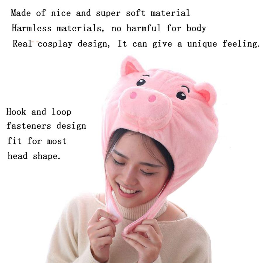 Funny Cosplay Lovely Animal Pig Nose Head Cover Christmas Headwear Plush Hat Home Decor Ornament Costume Party Halloween Props