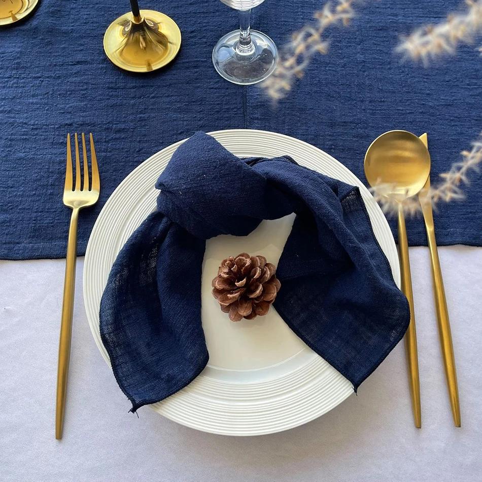 10PCS Decoration Mariage Gauze Crepe Cloth Napkins Pure Cotton Fabric Wedding Decor Everyday Use Dinner Tea Towel Table Village