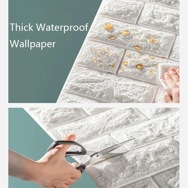 70cmx10m 3D Foam Brick Wall Stickers Self Adhesive Wallpaper Living Room Wall Decal Home Decoration Wallcoverings