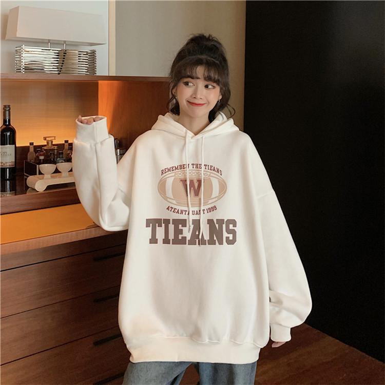 Women's Loose and Lazy Style Hoodie Autumn/winter New Ladies Korean Style Letter Printed Versatile Hooded Top Student Hoodie