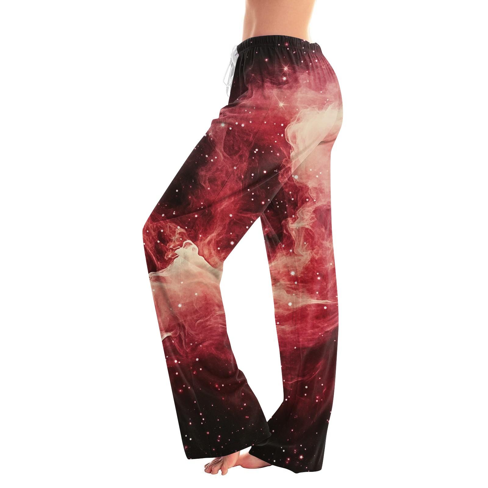

Женские повседневные прямые брюки с принтом «Небо» Домашняя пижама Повседневные брюки XL красный