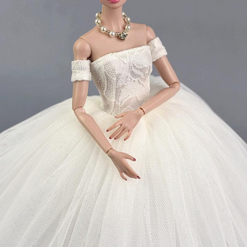 Robe bouffante élégante à manches pour poupées de 6 pouces Vêtements Robe de mariée avec coutures détaillées Pour exposition et collection
