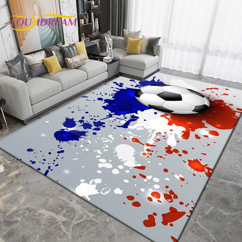 

3D мультяшний барвистий вогняний футбольний килимок, килимок для вітальні, спальні, дивана, кухонного килимка для ванної кімнати, нековзкий килимок для підлоги 120x160cm