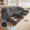Canapea Modulară, Formă L și U, cu 2 Otomane cu Spațiu de Depozitare și 2 Perne Decorative, Material Catifea, Canapea Multifuncțională pentru Sufragerie, 261×134×82 CM