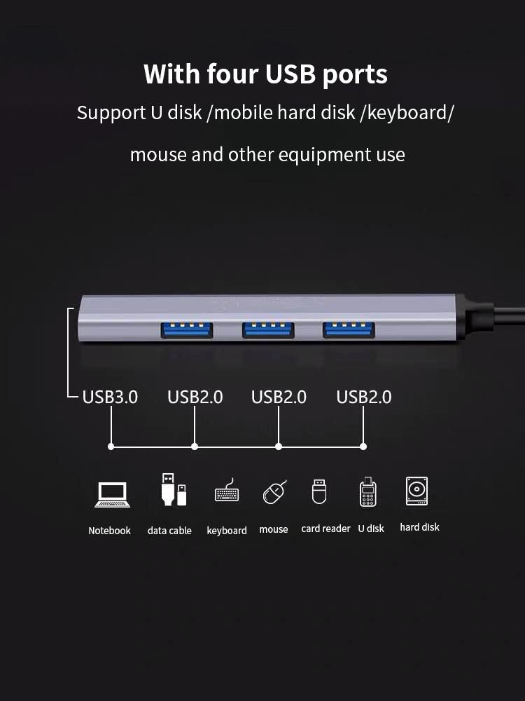 Mini-USB-Hub-Erweiterungen, 4-Port-USB 3.0-Hub 2.0-Hub, USB-Adapterstation, ultradünner tragbarer Daten-Hub, USB-Splitter