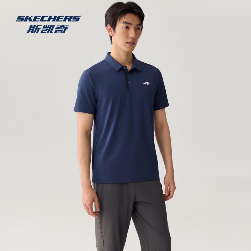 

Skechers Men s Moisture-Wicking Short Sleeve Polo Shirt L