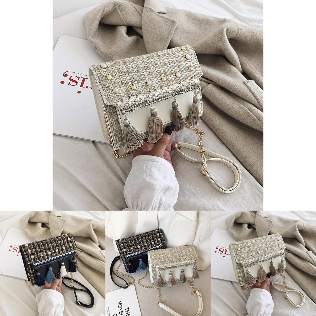 Style Woven Mini Shoulder Bag With Chain Strap For Casual Travel