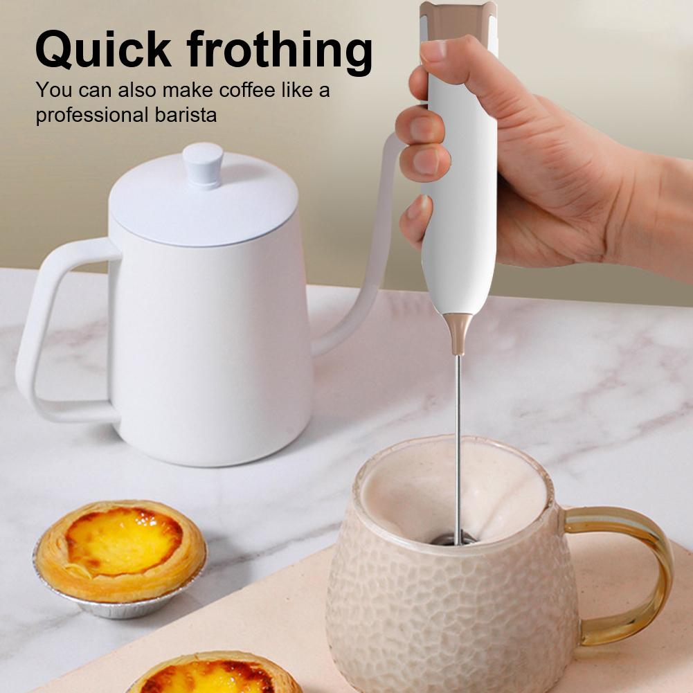 Milk Frother Handkeld Electric Foam Maker Battery Operated Stainless Steel Whisk Drink Mixer for Latte Cappuccino Hot Chocolate