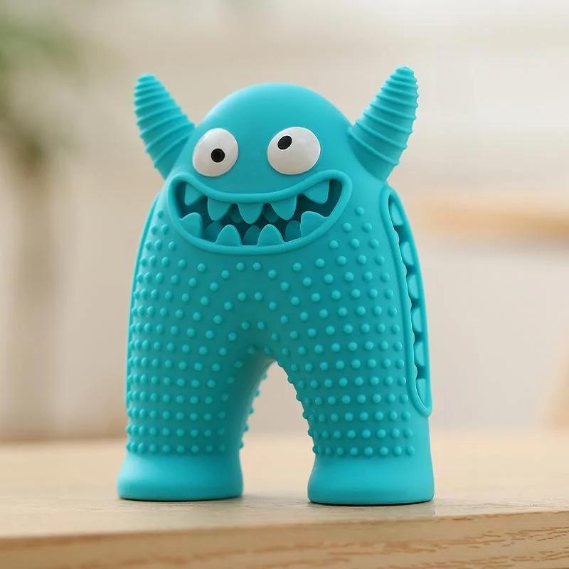 

1 Pcs New Dog Molar Toy Food Grade Silicone BPA Cute Dog Tooth Cleaning Interactive Bite Resistant Sound Toy Pet Supplies красный