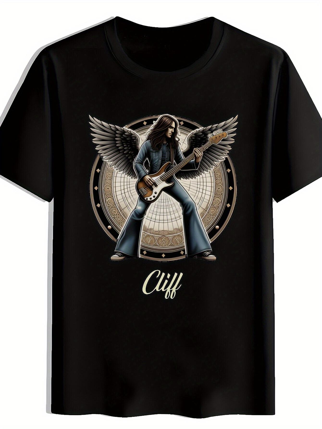 Vintage Rock Band Graphic T-shirt - Cliff Design Short Sleeve Tee XXXXL