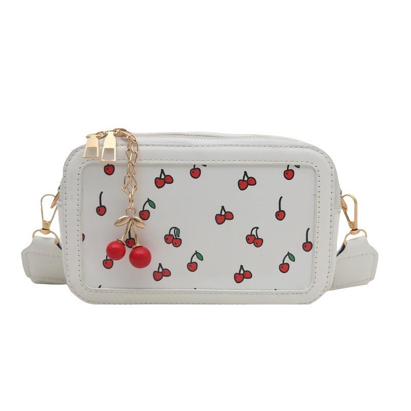 New trendy girl handbag fashion commuter cherry tote bag simple printing shoulder camera bag