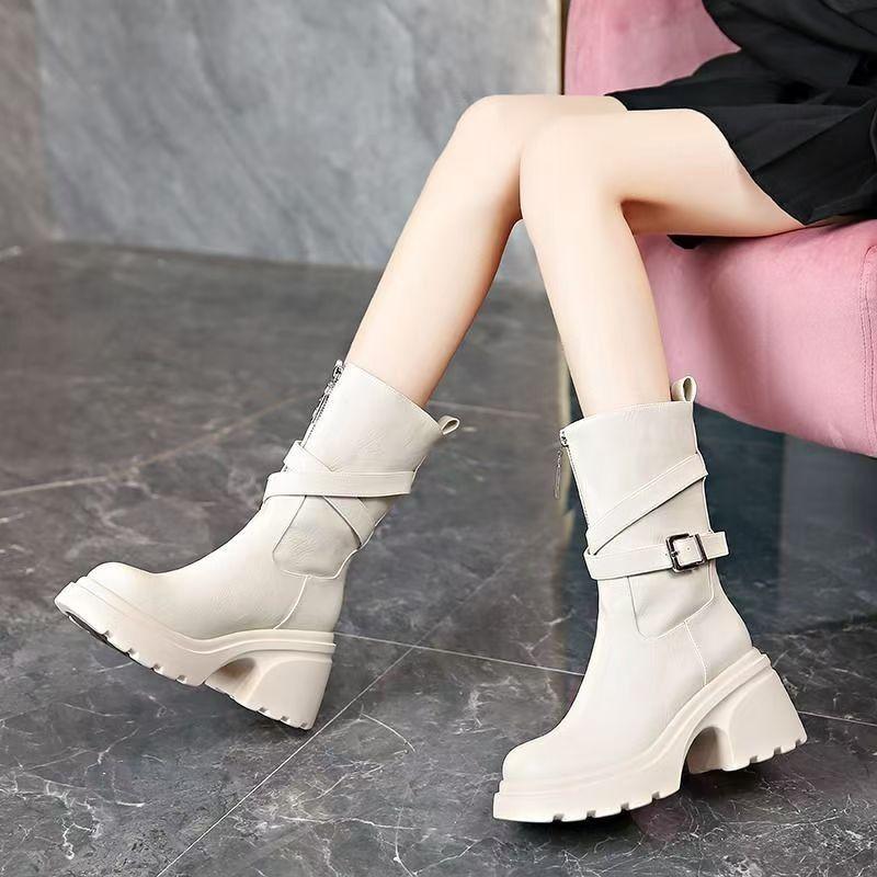 Fashion Booties Women Boots Low Heel New Short Boots Women Chunky Heel Belt Short Boots Boot Liners for Women Shoes