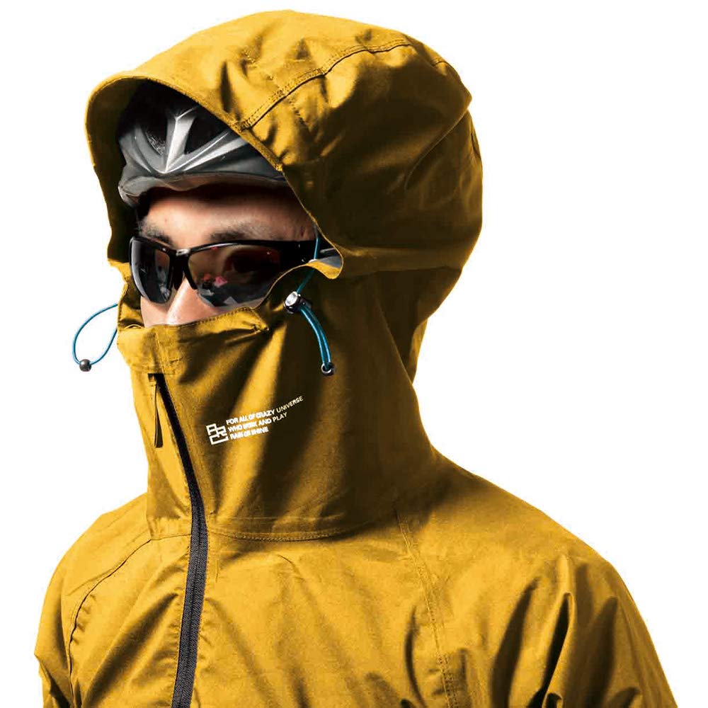 [Mac] Rainwear, Waterproof 10,000mm & Breathable 5,000g, Stretch Fabric, Adjustable Cuffs, Double-Sleeve Design, Large Hood, Sand Yellow, Size M
