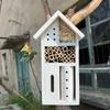 Wooden Bee Habitat Insect Butterfly House Hanging Outdoor Garden Hive House Bug Shelter Nest Box  For Ladybugs Random Color