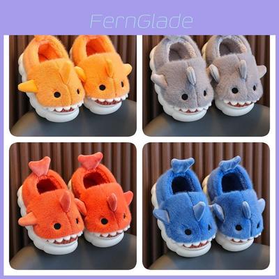 Cozy Waterproof Kids Shark Slippers For Boys Girls Warm Indoor Winter House Shoes