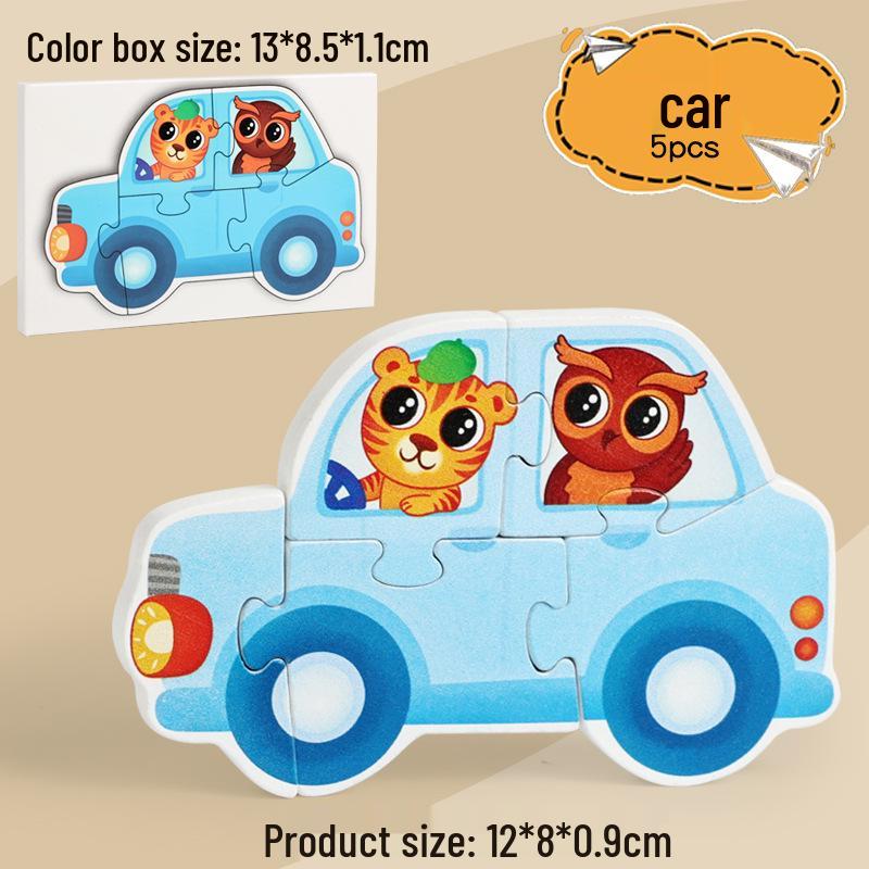 Wooden Fire Truck 3D Puzzle - Early Education and Cognitive Tool for Children