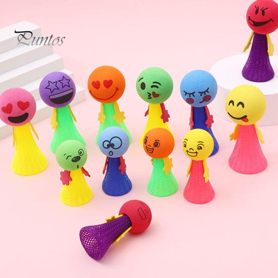 10Pcs Spring Jumping Man Toy Press Kids Bouncing Cartoon Expression Ball Launcher Game Toddlers Boys Girls Kindergarten Party Favors Gift Bag Fillers