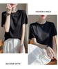 Women's Summer Tencel Lyocell Short Sleeve Round Neck Solid Color Loose Top