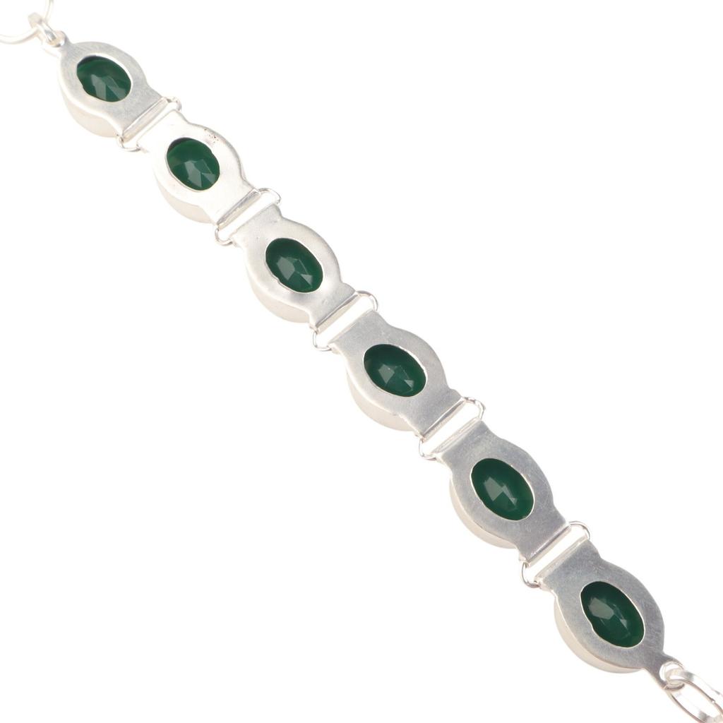 Grüner Onyx Edelstein 925 Sterlingsilber Schmuck Handgefertigtes Armband 8" Für Damen RB-4-18