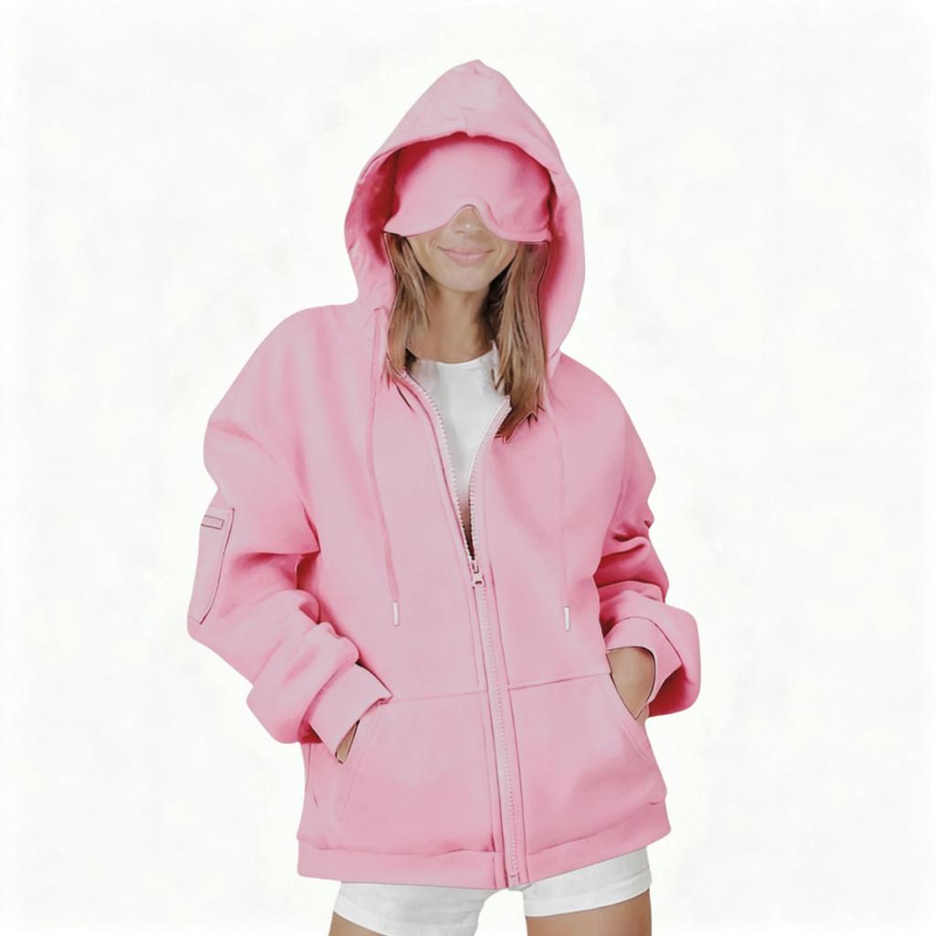 New Solid-color Loose Hooded Zipper Cardigan Hoodie for Autumn and Winter