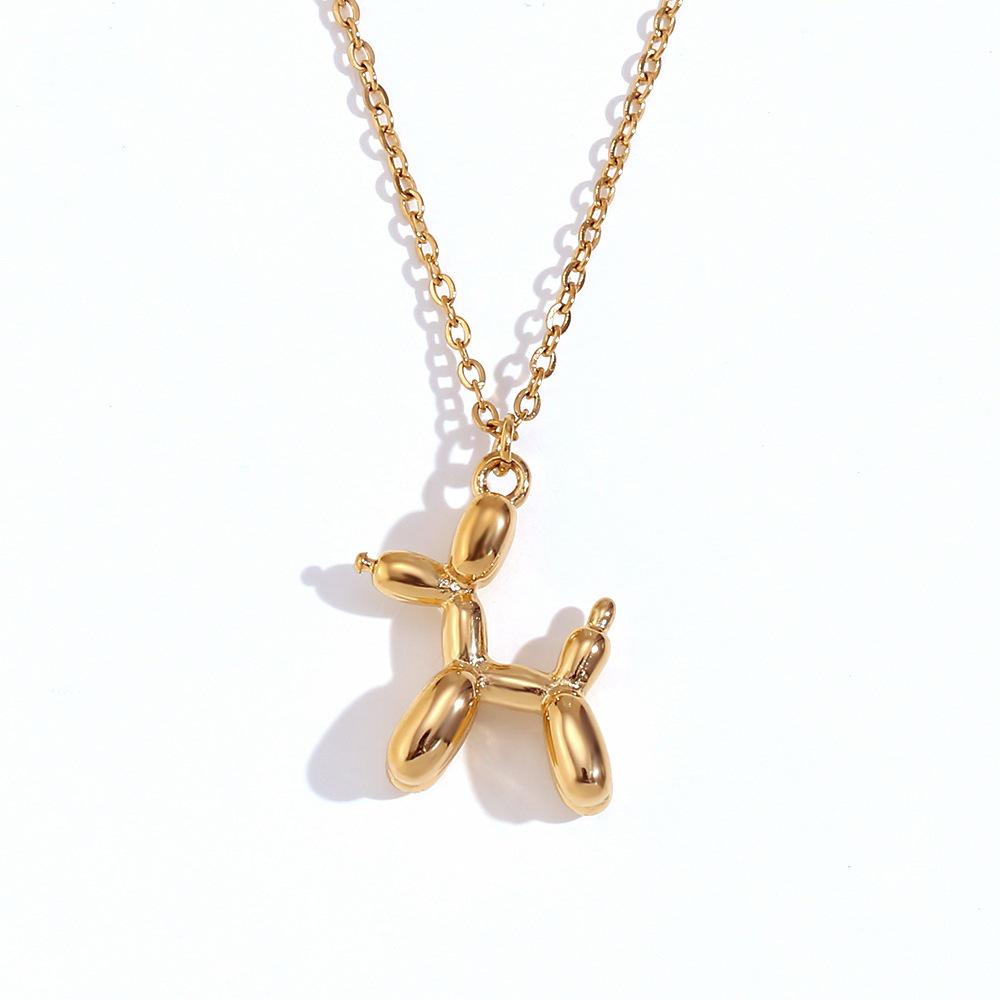 Gold-Tone Balloon Dog Pendant: Smooth lines, vivid form, finely polished, comfortable fit, natural color.