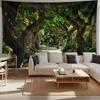 Twisted Tree Arch Tapestry Wall Hanging, Enchanted Garden Path with Floral Magical Landscape Wall Art for Home Decor