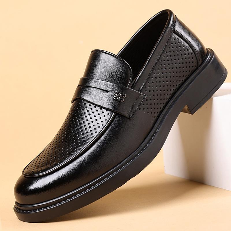 Fashion Casual Breathable Leather Shoes Summer New Style Business Formal Sandals Fashionable Versatile Men's Footwear Hollow Out