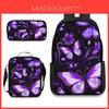 Set de Mochila Escolar con Diseño de Mariposas Hecha de Tela Oxford Ligera Para Estudiantes de Primaria