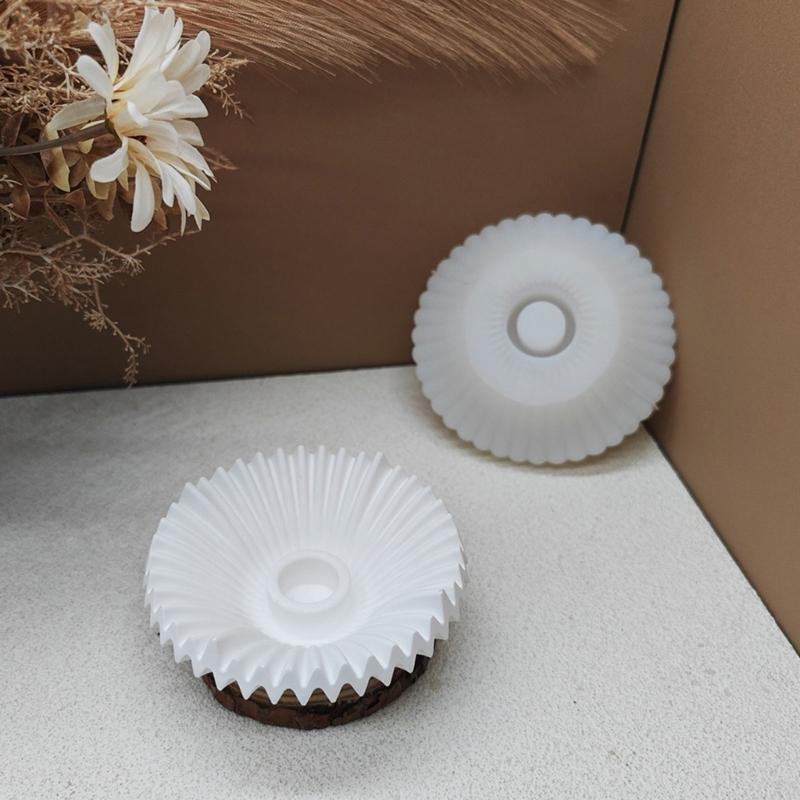 Striped Dish Silicone Candle Holder Mold Resin Tray Mold For Epoxy Resin Candlestick Tealight Holder Home Decoration