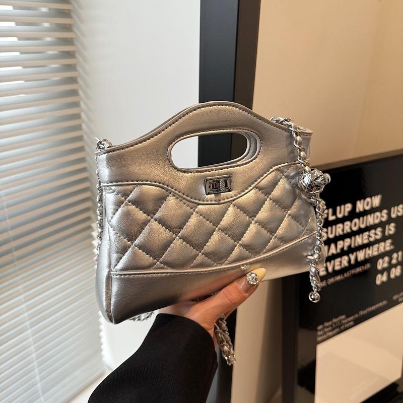 

Повседневная текстура, нишевый дизайн, маленькая квадратная сумка, весна 2025, новый модный тренд, женская наплечная сумка-мессенджер серебряный